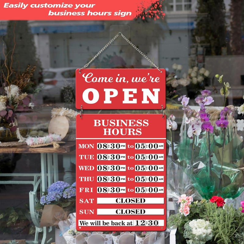 Magrooyar Magnetic Changeable Business Hours Sign with Double Sided Open Closed Signs, Metal Hours of Operation Signs, Store Hours Sign for Glass Door or Window（RED） - Image 5